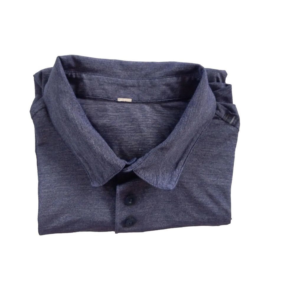 Lululemon Men's Short Sleeve Active Buttons Up Polo XL‎ Batik Dark Bright Blue - Picture 2 of 12